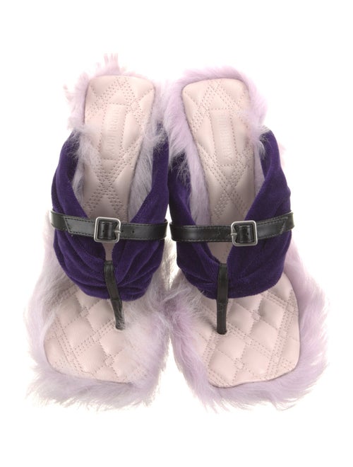 Burberry Faux Fur Printed Slides
