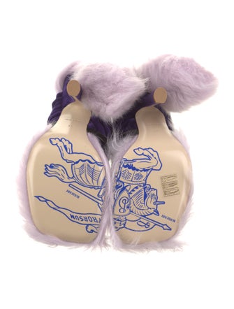 Burberry Faux Fur Printed Slides
