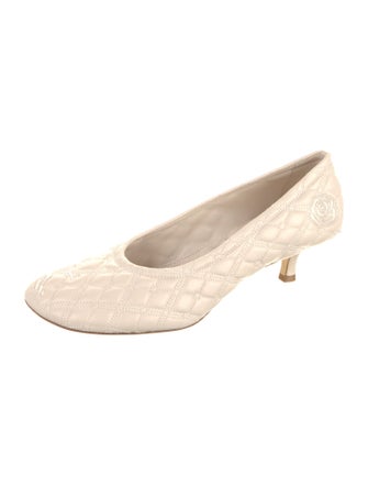 Burberry Leather Embroidered Accent Pumps