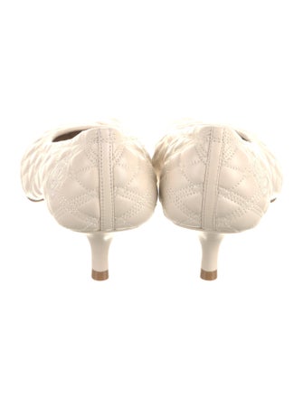 Burberry Leather Embroidered Accent Pumps