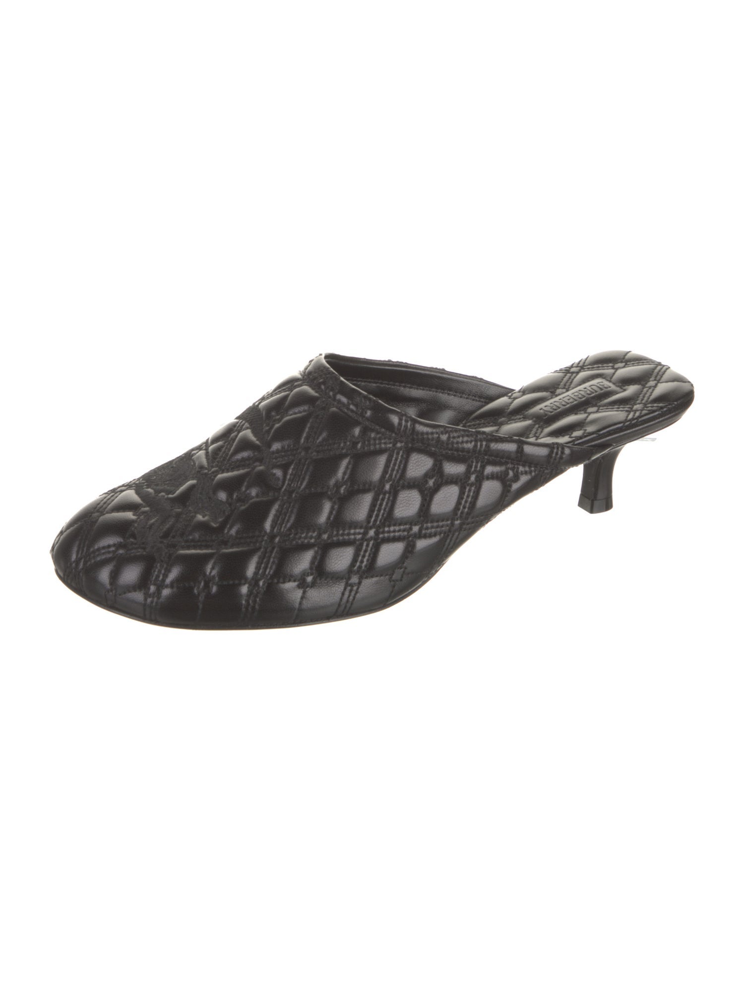 Burberry Leather Embroidered Accent Mules