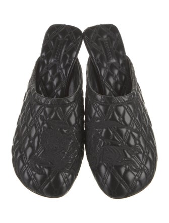 Burberry Leather Embroidered Accent Mules