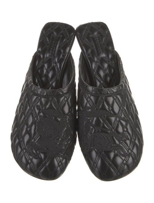 Burberry Leather Embroidered Accent Mules