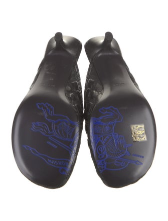 Burberry Leather Embroidered Accent Mules