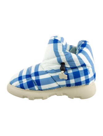 Burberry Nylon Plaid Print Boots
