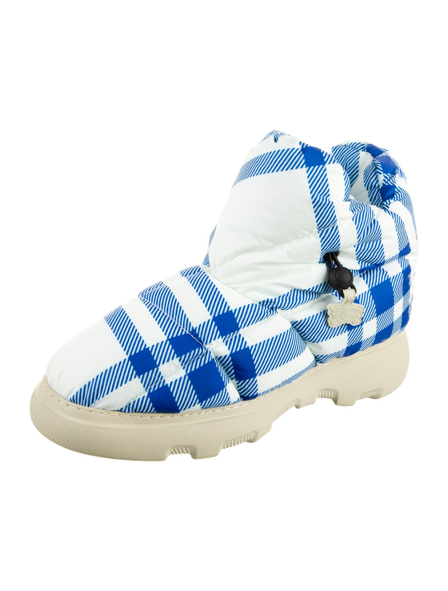 Burberry Nylon Plaid Print Boots