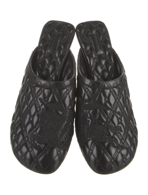 Burberry Leather Embroidered Accent Mules