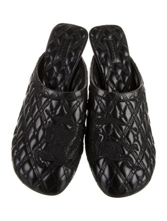 Burberry Leather Embroidered Accent Mules
