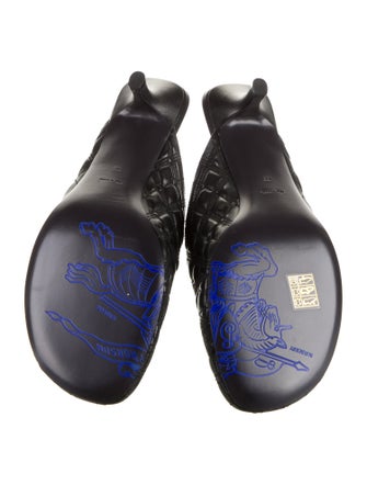 Burberry Leather Embroidered Accent Mules