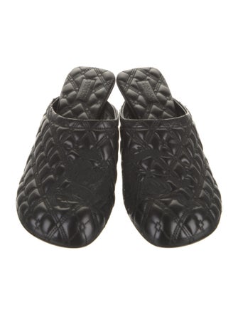 Burberry Leather Embroidered Accent Mules