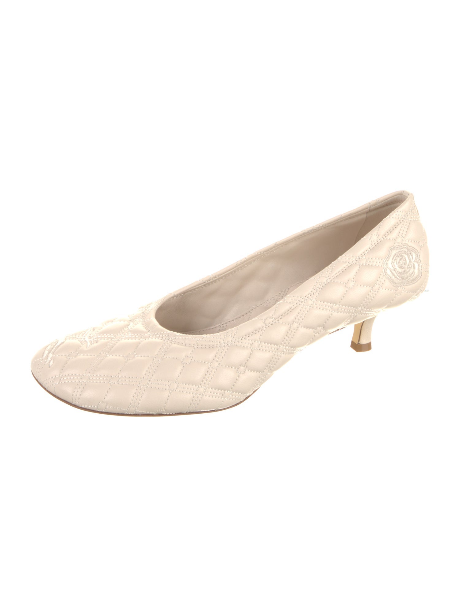 Burberry Leather Embroidered Accent Pumps