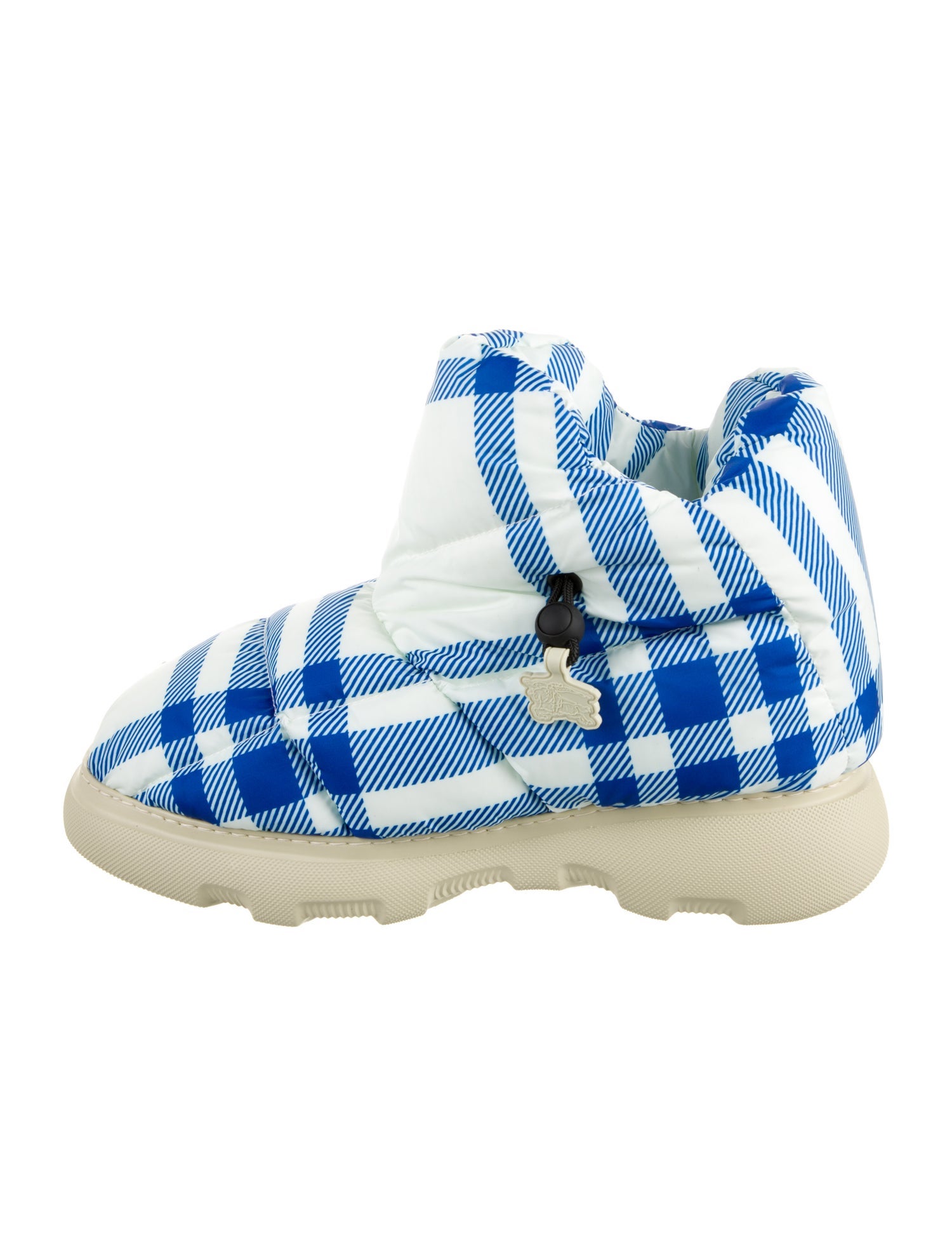 Burberry Nylon Plaid Print Boots