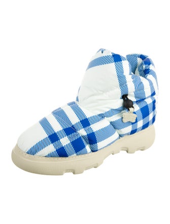 Burberry Nylon Plaid Print Boots