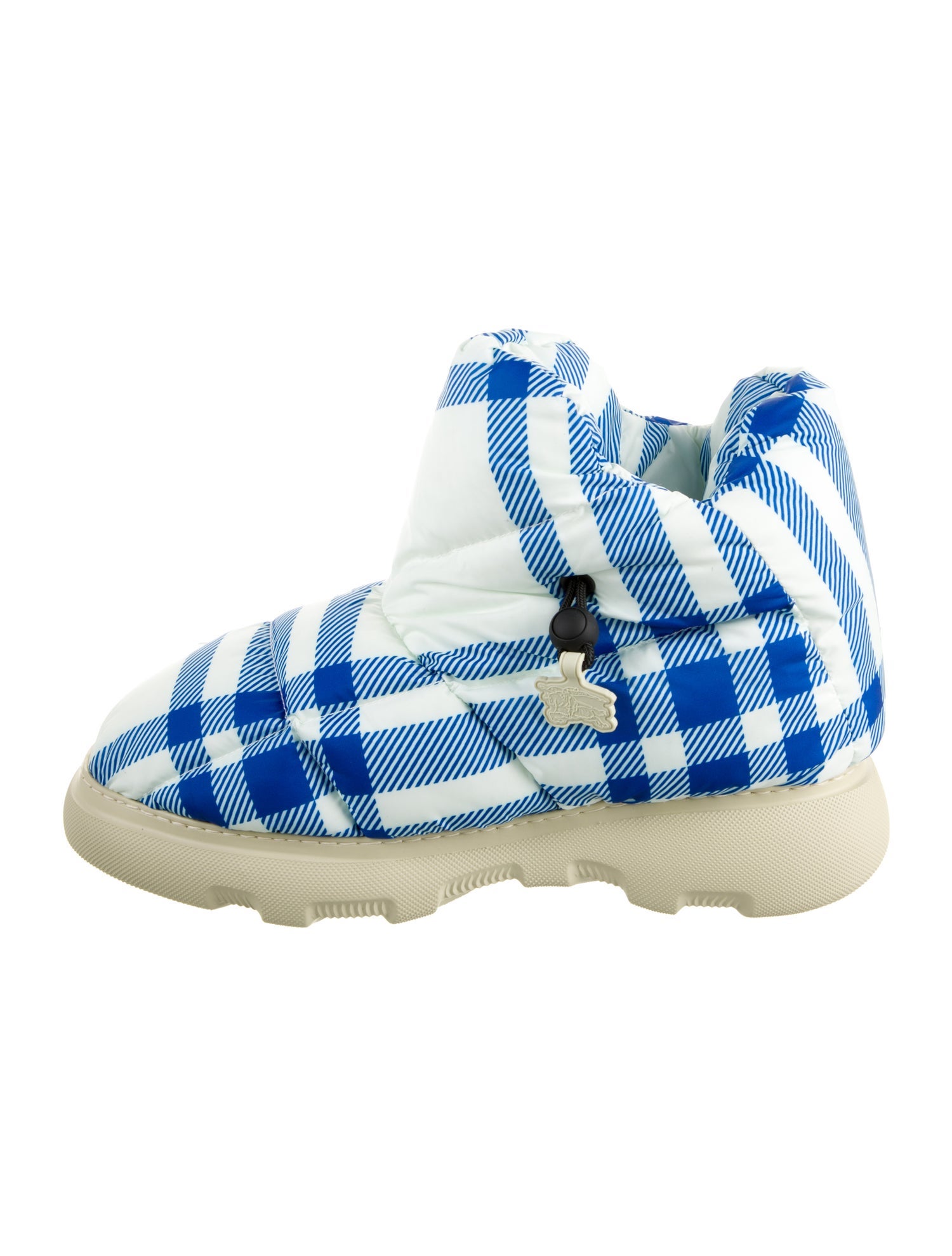 Burberry Nylon Plaid Print Boots