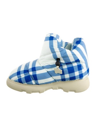 Burberry Nylon Plaid Print Boots