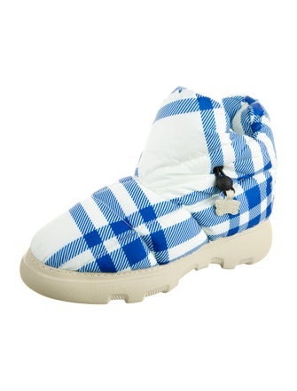Burberry Nylon Plaid Print Boots