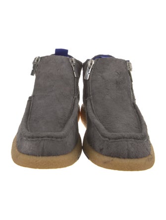 Burberry Suede Leather Trim Embellishment Boots