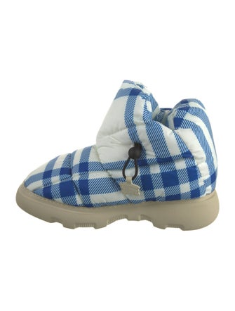 Burberry Nylon Plaid Print Boots