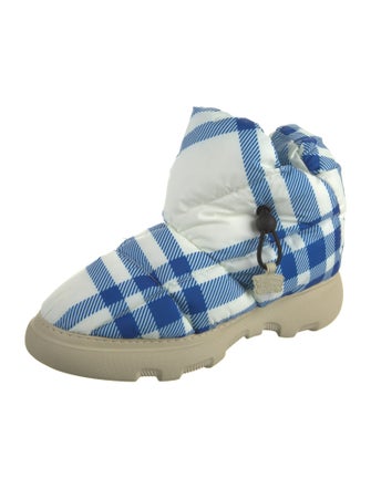 Burberry Nylon Plaid Print Boots