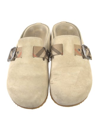 Burberry Suede Graphic Print Mules