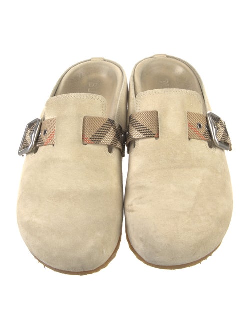 Burberry Suede Graphic Print Mules