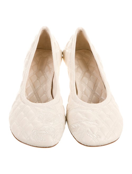 Burberry Leather Embroidered Accent Pumps