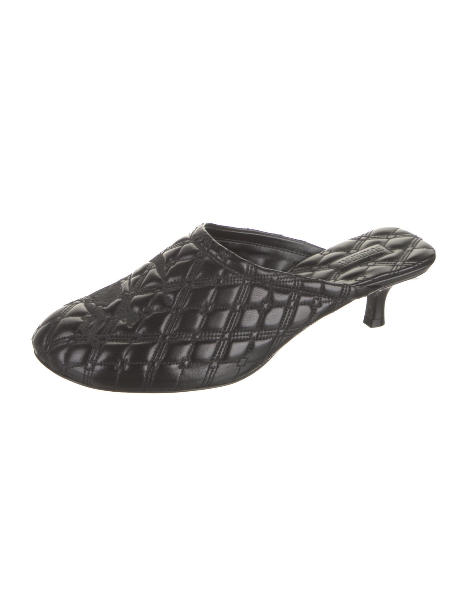Burberry Leather Embroidered Accent Mules