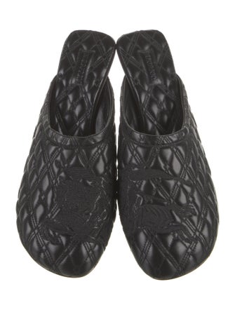Burberry Leather Embroidered Accent Mules