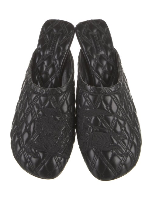Burberry Leather Embroidered Accent Mules