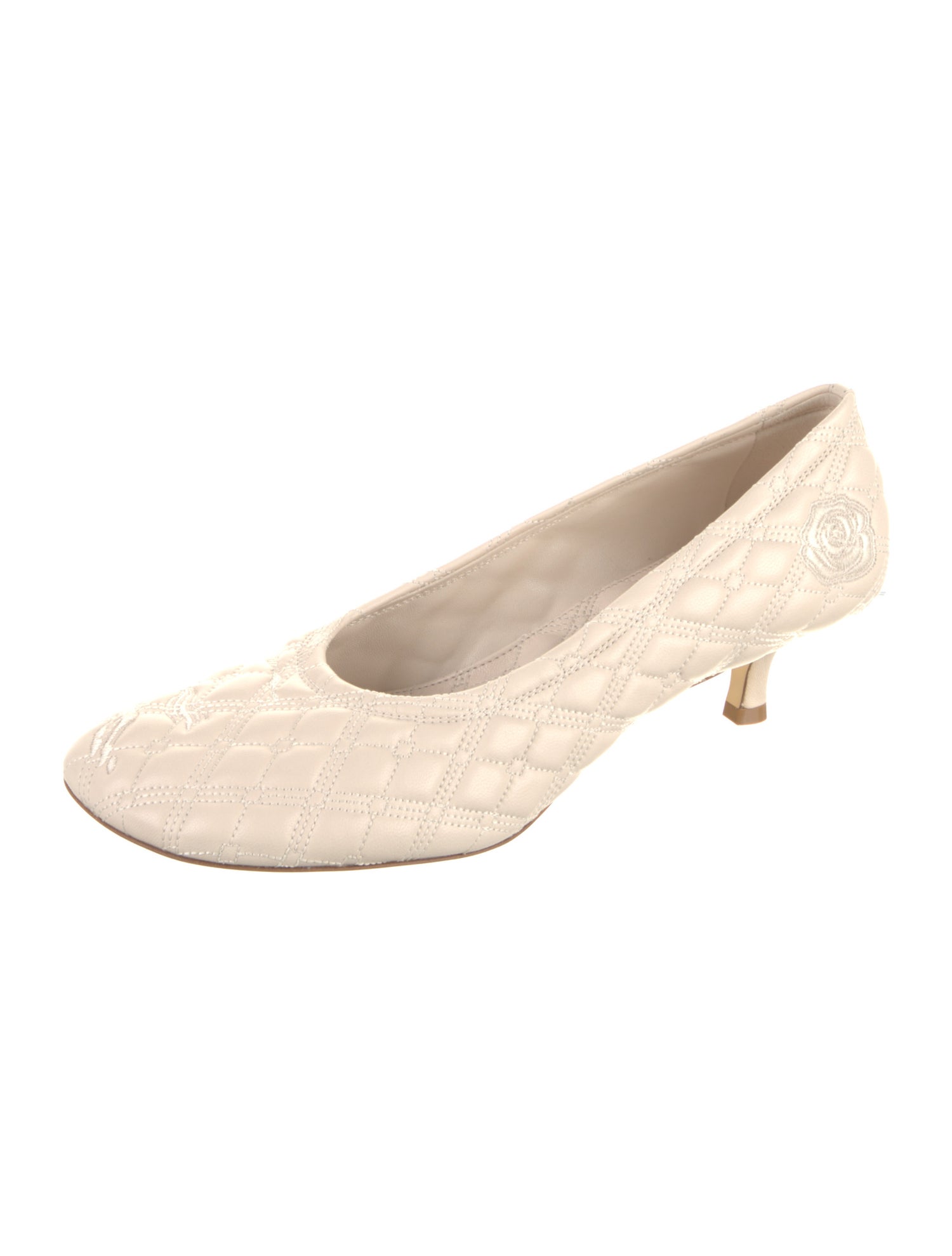 Burberry Leather Embroidered Accent Pumps