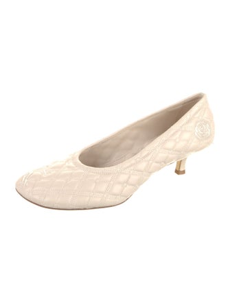 Burberry Leather Embroidered Accent Pumps