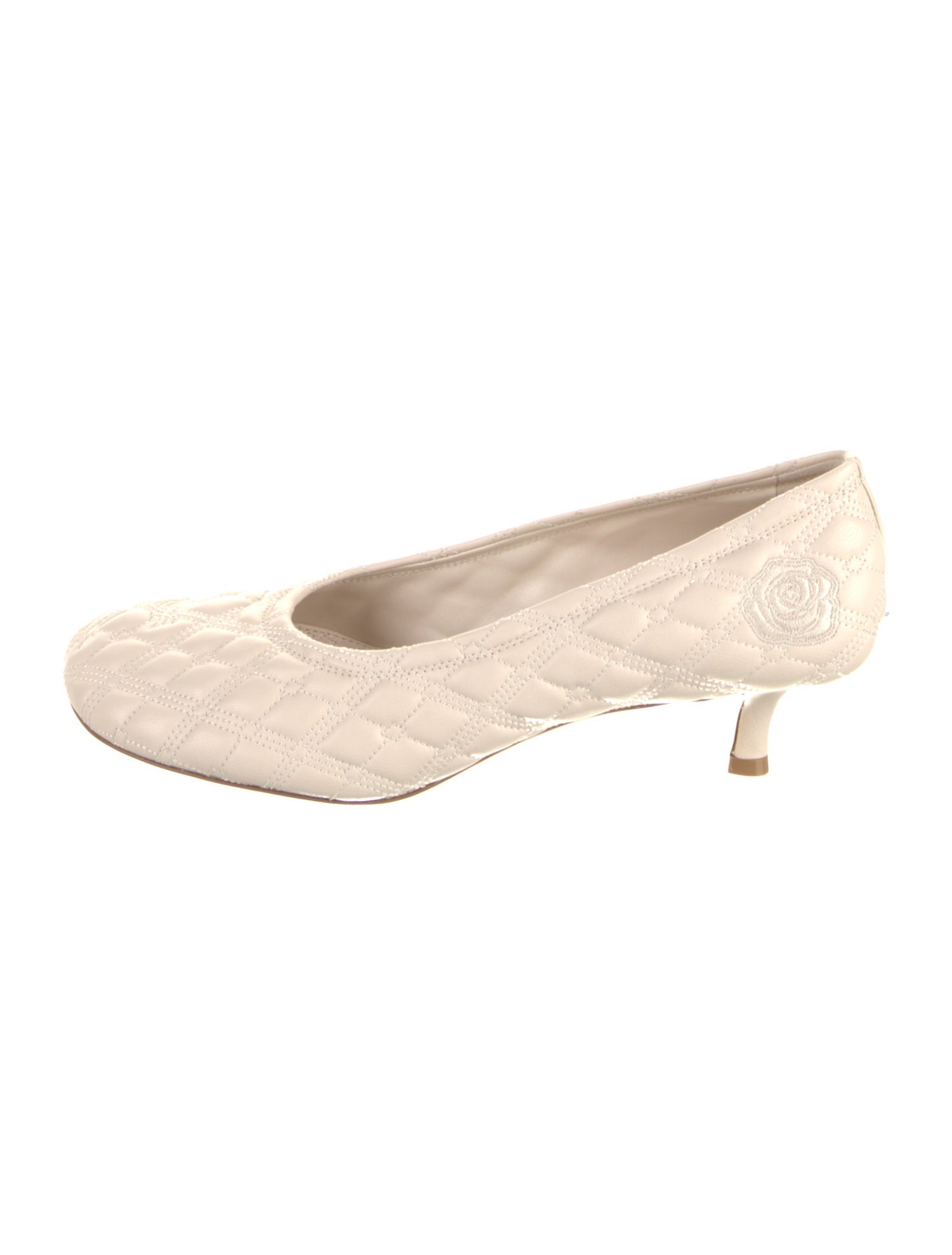 Burberry Leather Embroidered Accent Pumps