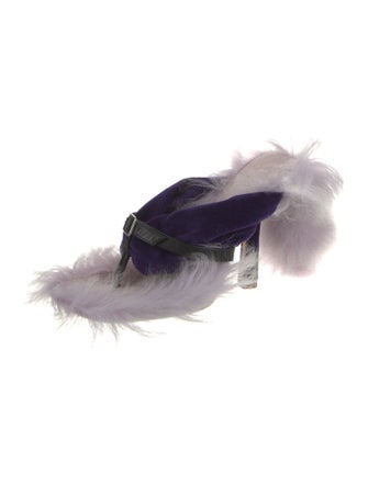 Burberry Velvet Fur Trim Slides