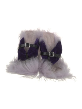 Burberry Velvet Fur Trim Slides