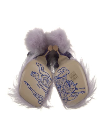 Burberry Velvet Fur Trim Slides