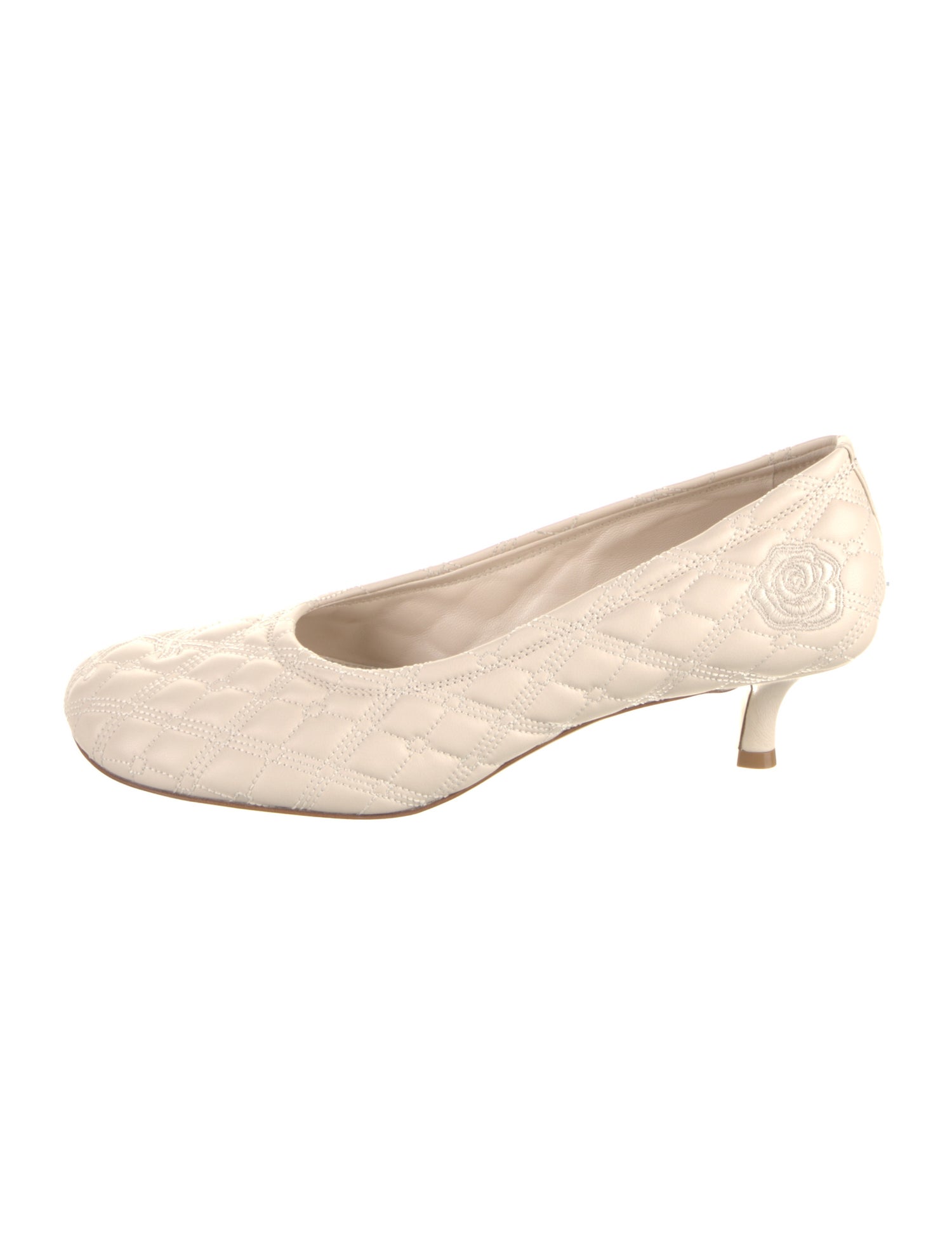 Burberry Leather Embroidered Accent Pumps