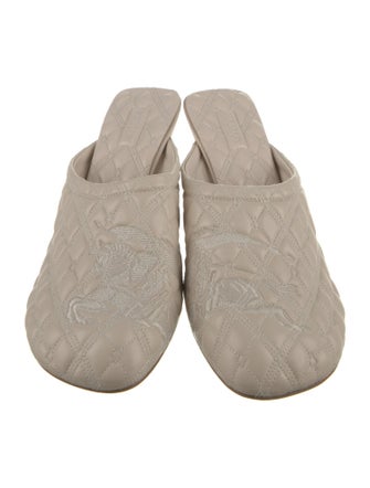 Burberry Leather Embroidered Accent Mules
