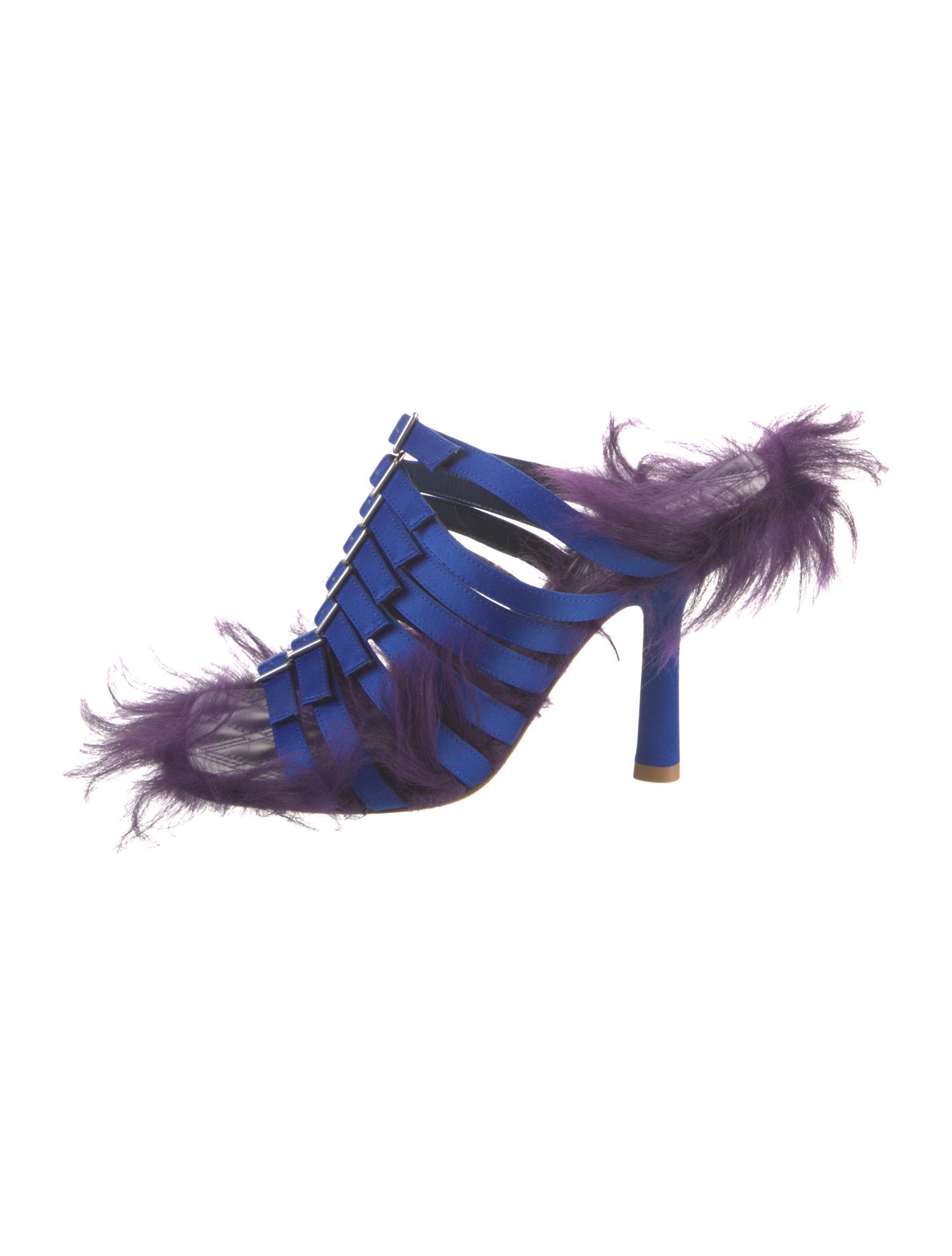 Burberry Satin Fur Trim Sandals