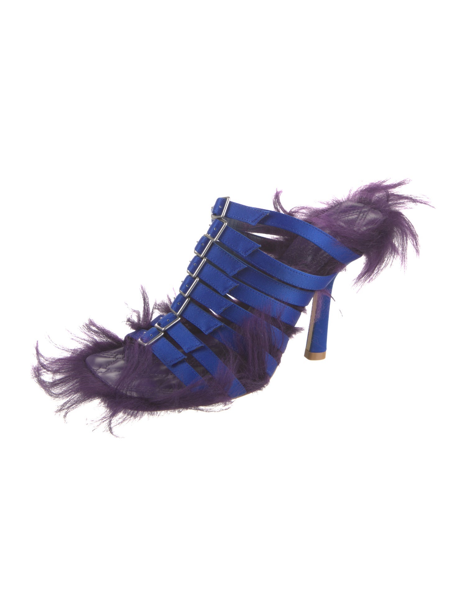 Burberry Satin Fur Trim Sandals