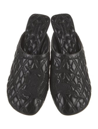 Burberry Leather Embroidered Accent Mules