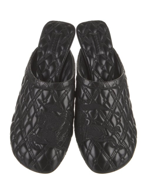Burberry Leather Embroidered Accent Mules