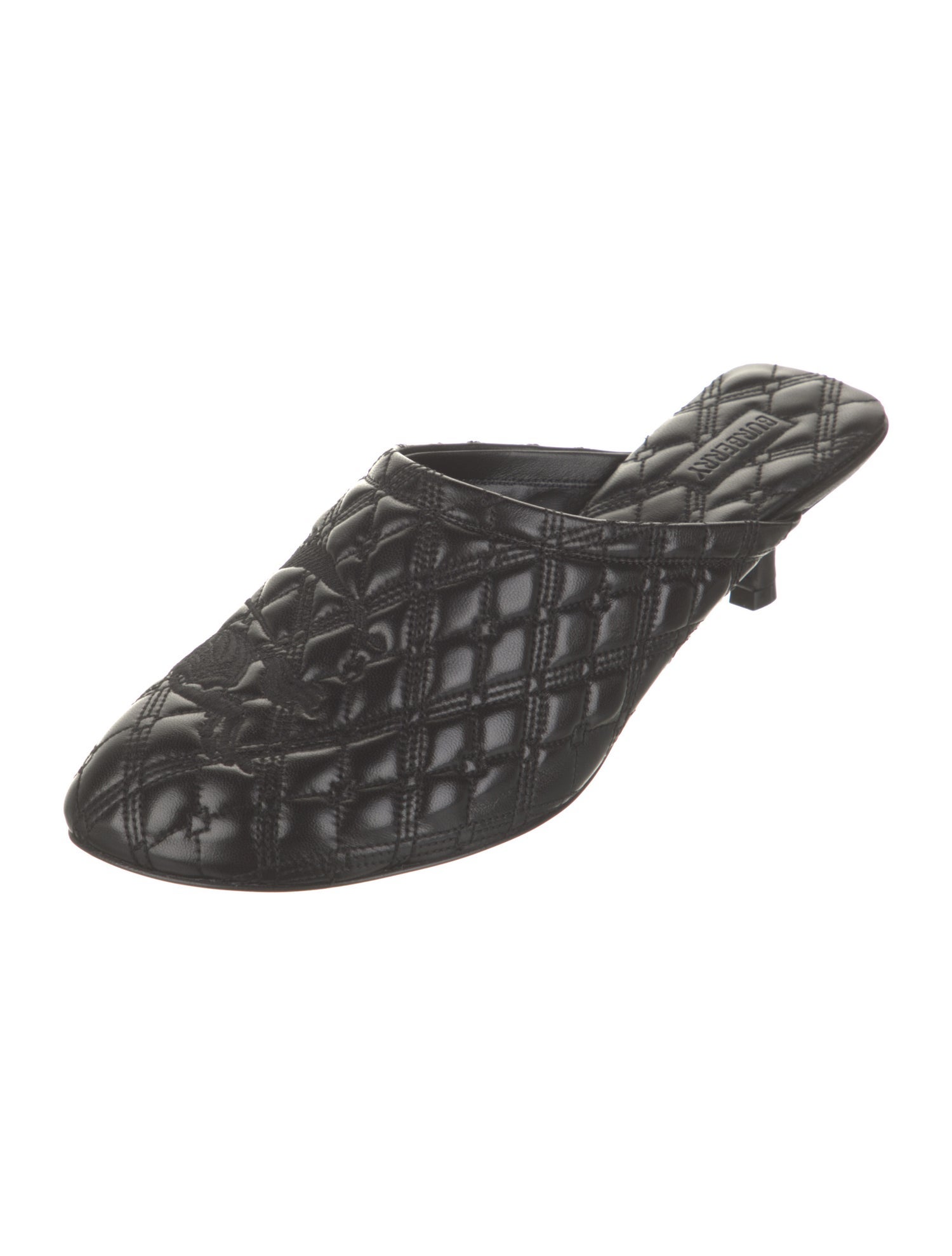 Burberry Leather Embroidered Accent Mules w/ Tags
