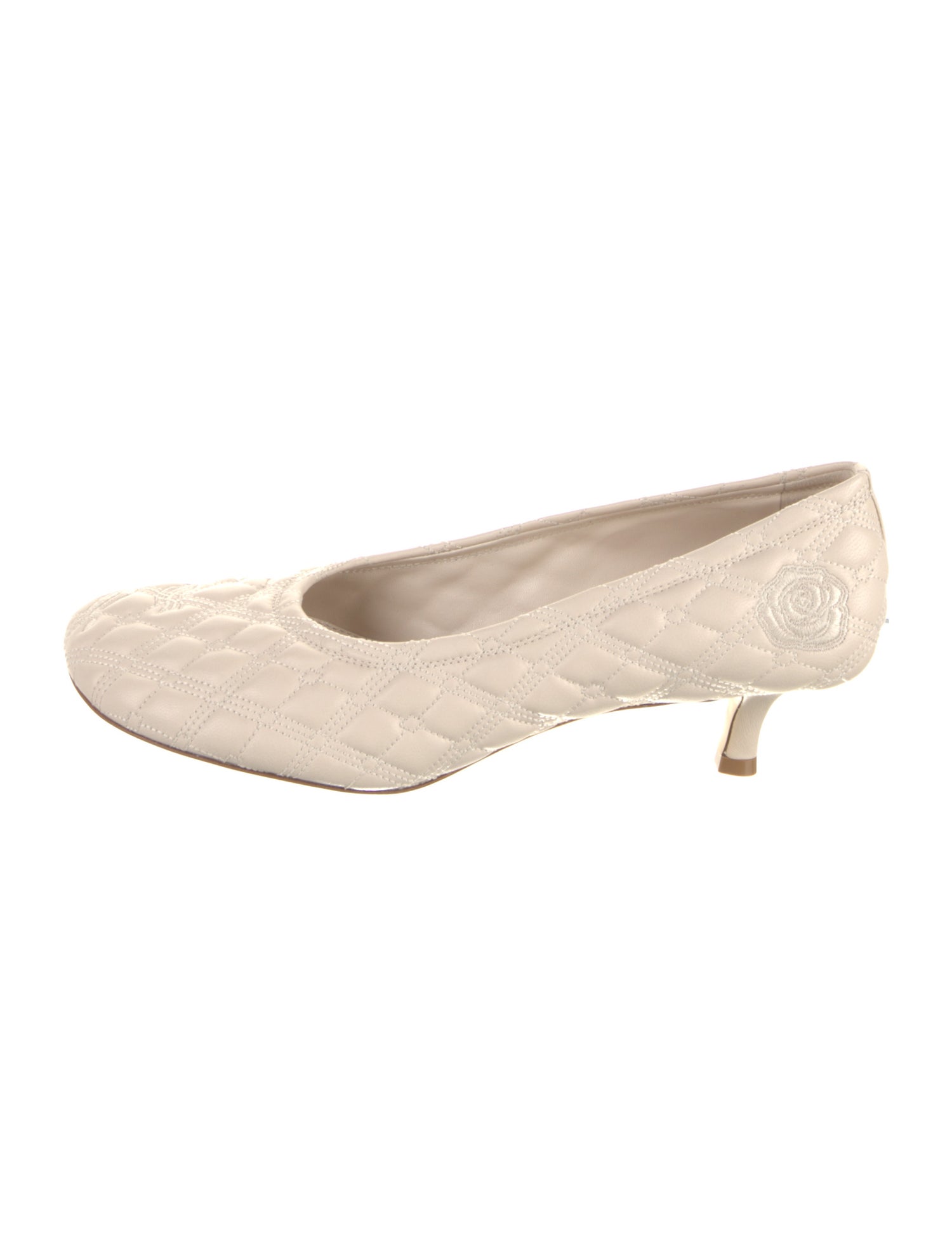 Burberry Leather Embroidered Accent Pumps