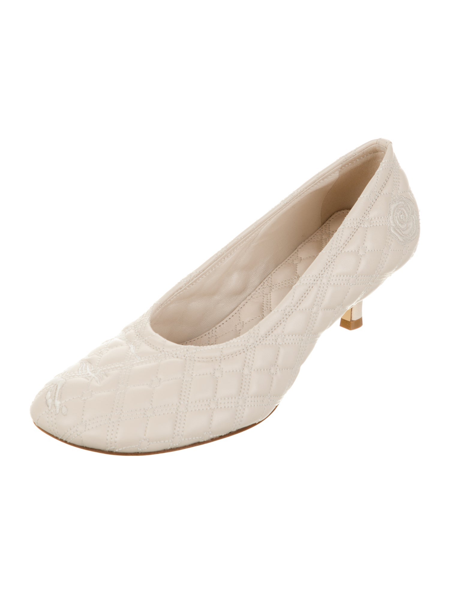 Burberry Leather Embroidered Accent Pumps w/ Tags