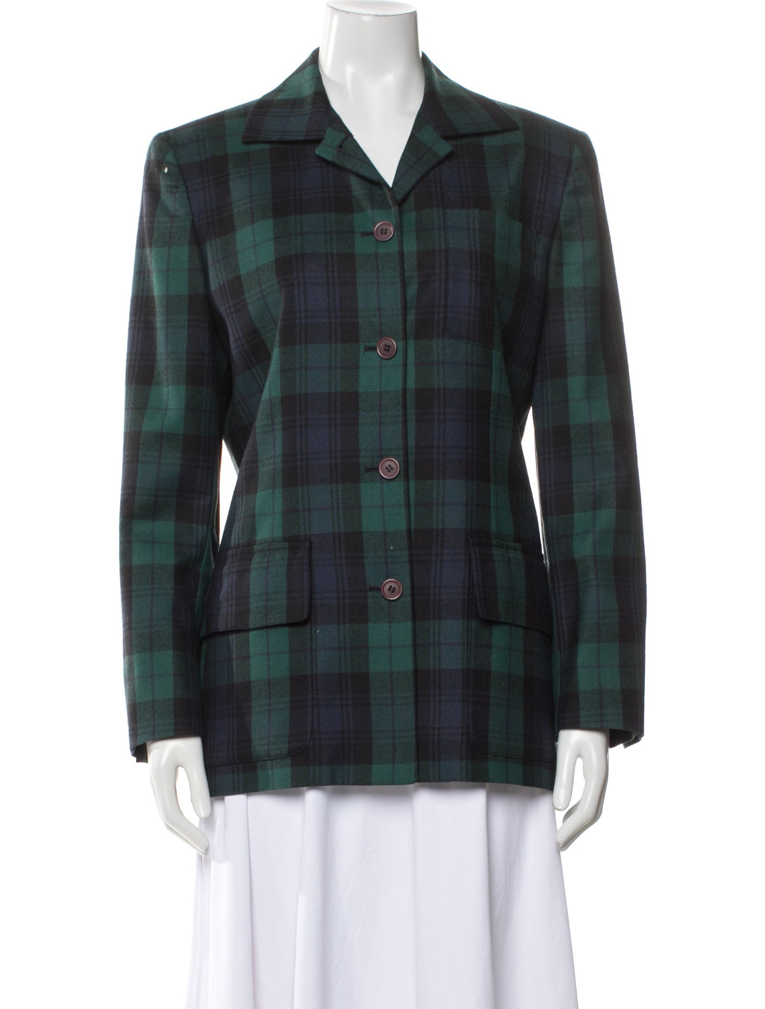 Burberry's Wool Plaid Print Blazer