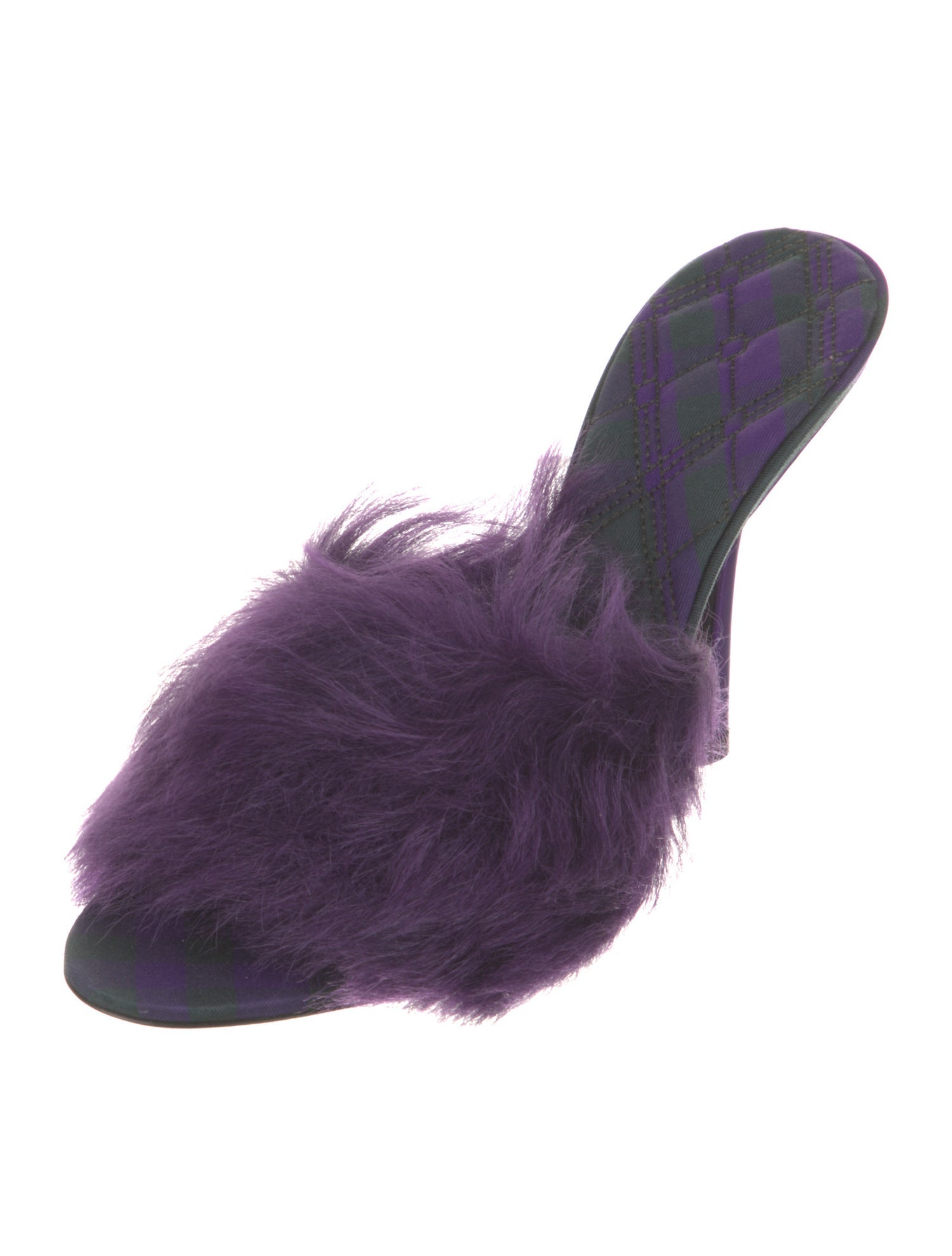 Burberry Fur Fur Trim Slides w/ Tags