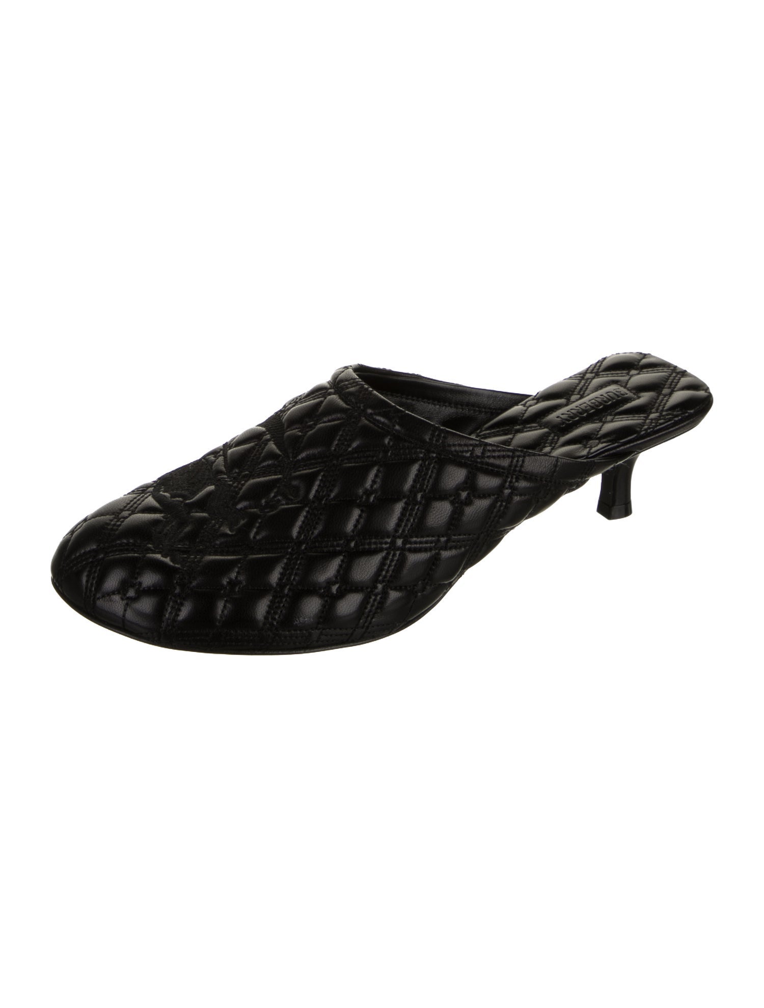 Burberry Leather Embroidered Accent Mules