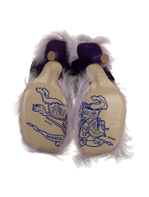 Burberry Velvet Leather Trim Embellishment Slides