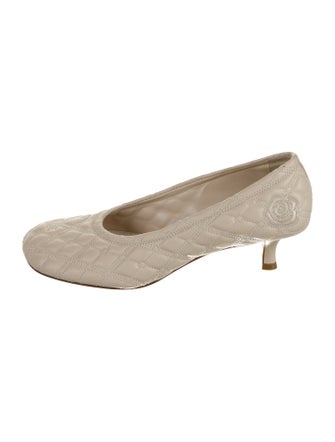 Burberry Leather Embroidered Accent Pumps