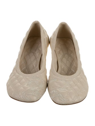 Burberry Leather Embroidered Accent Pumps